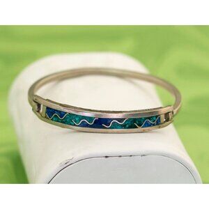 Vintage Intricate Ocean Ripples Art Bangle 6 1/4 inch by Alpaca Mexico - W4